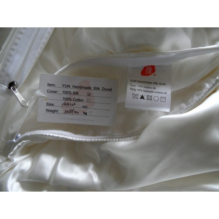YUN zijden zomerdekbed de luxe - 100 gram/m2 mulberry silk vulling met mulberry silk ticking