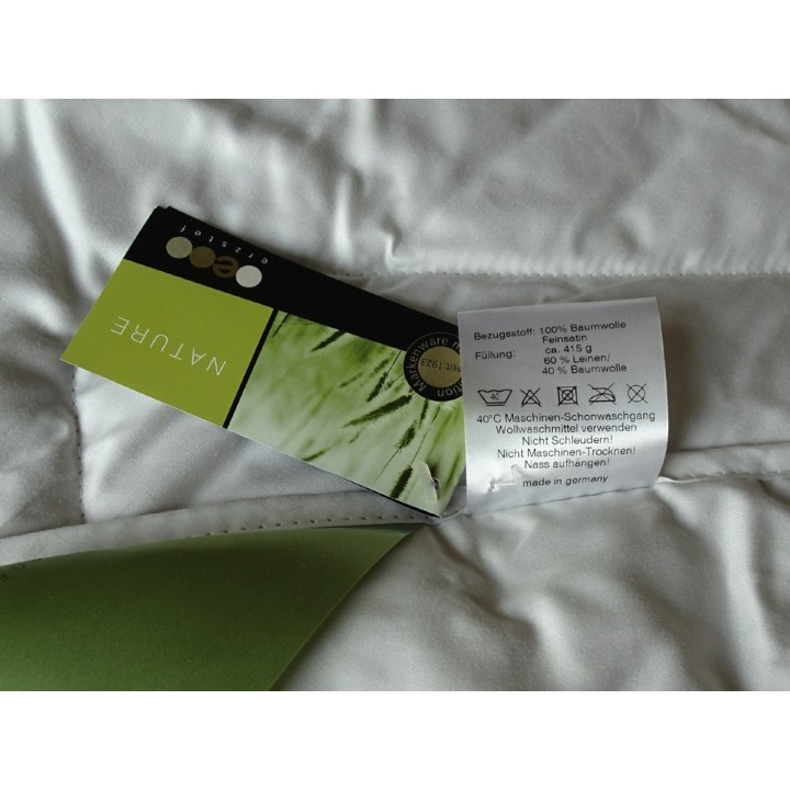 Linnen zomerdekbed waslabel