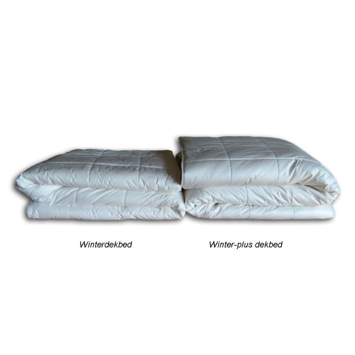 Het rechterdekbed is het hier aangeboden wasbare winter-plus dekbed. Links het standaard wasbare winterdekbed